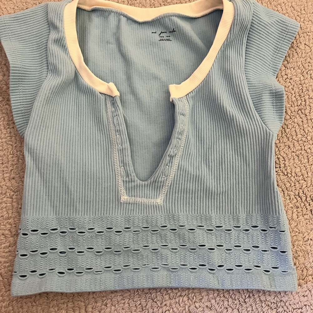 Urban Outfitters Ribbed Crop Polo Top
